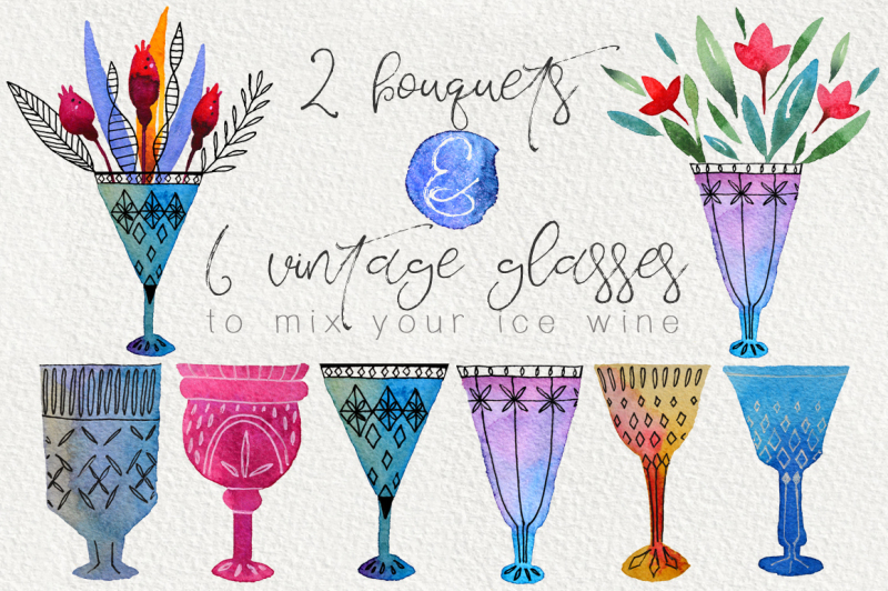 ice-wine-watercolor-design-set