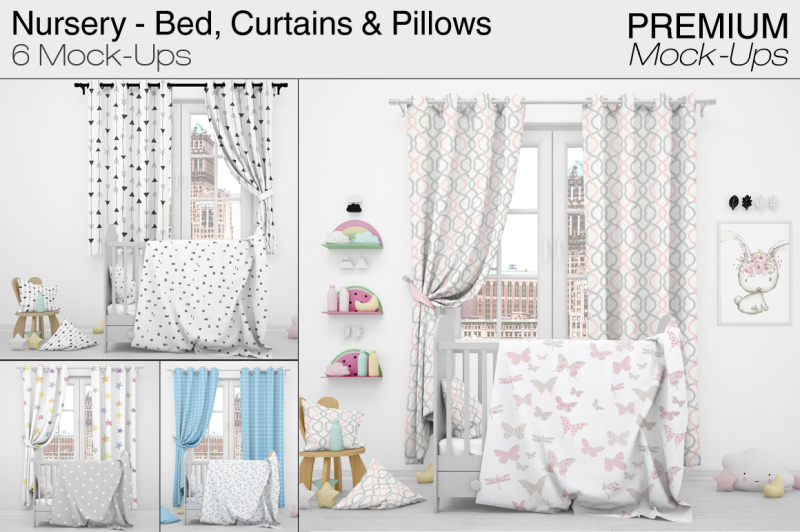 Download Download Nursery Bed Curtains Pillows Psd Mockup 4469508 Mockup Product Free Download Psd Mockup Design Template And Aset PSD Mockup Templates