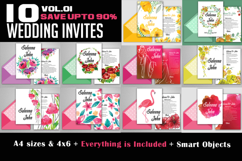 10-wedding-invitation-flyers-bundle-vol-01