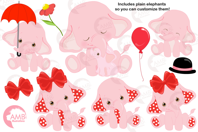 elephant-babies-in-pink-55-clipart-graphics-and-13-patterns-amb-2276