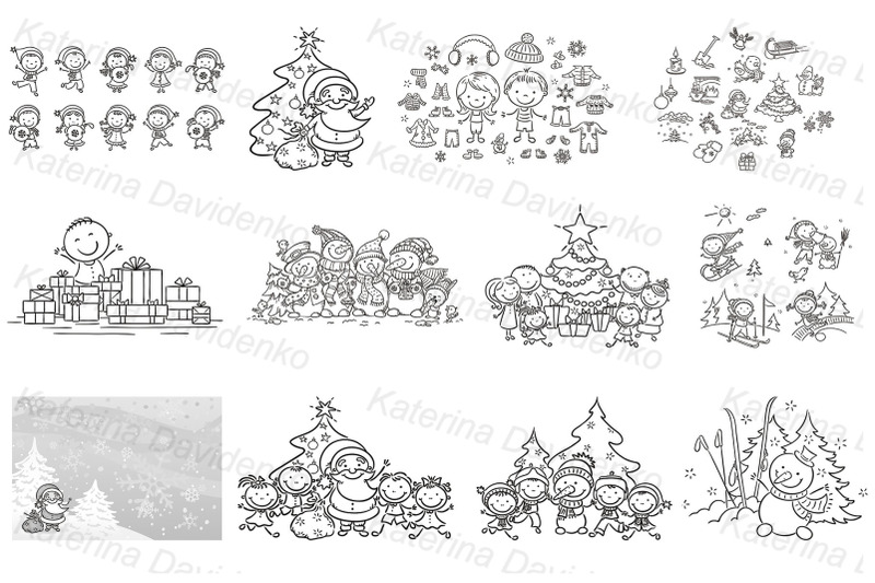 doodle-cartoon-hand-drawn-christmas-clipart-bundle