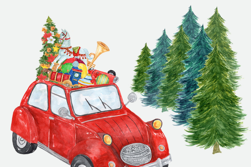 watercolor-christmas-car-clipart