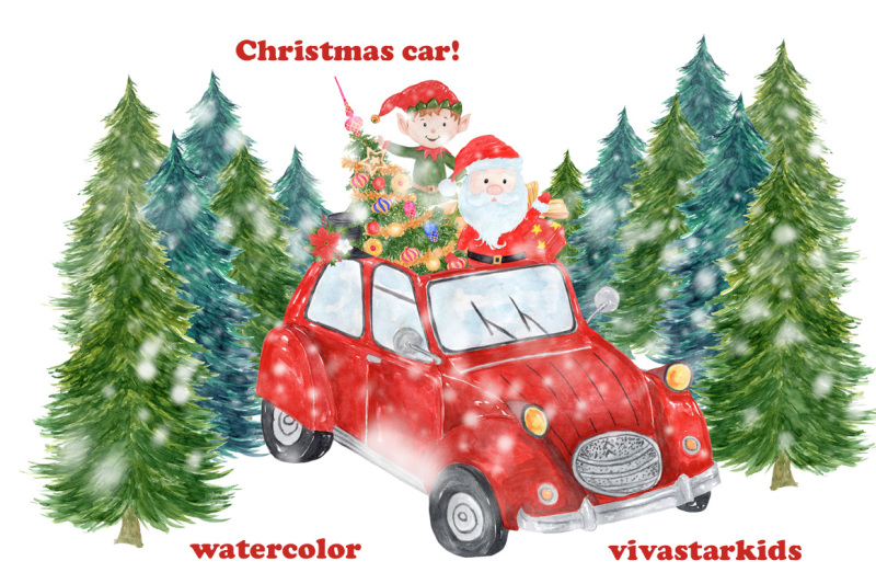watercolor-christmas-car-clipart