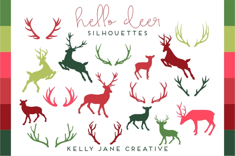 christmas-deer-amp-antler-silhouette-amp-outlines