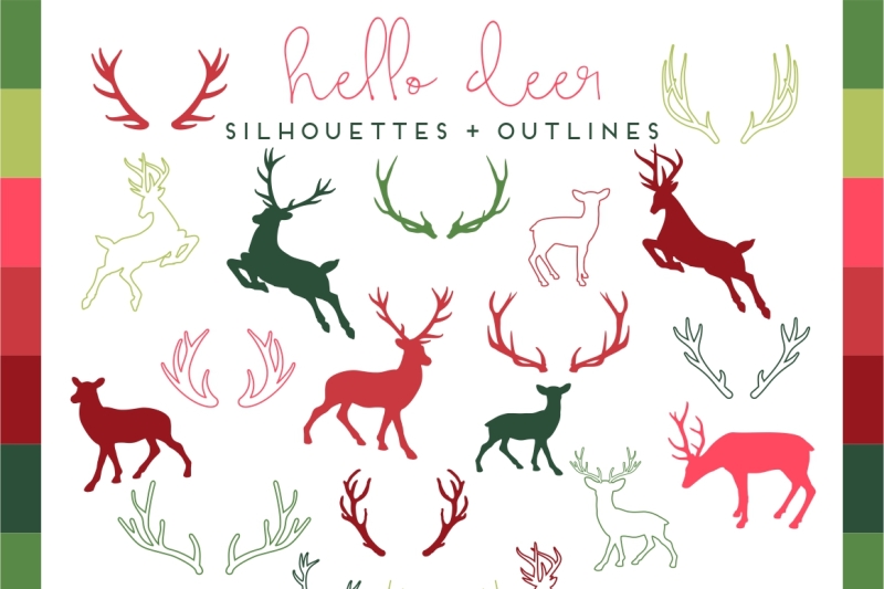 christmas-deer-amp-antler-silhouette-amp-outlines