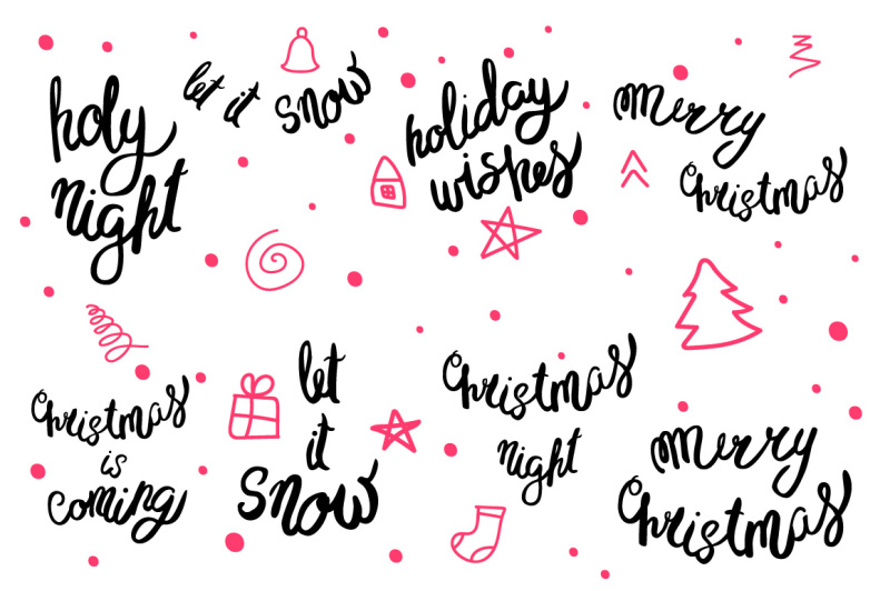 christmas-lettering-and-patterns-set