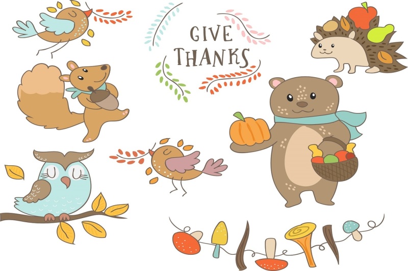 animals-thanks-giving-illustration-clipart-pack