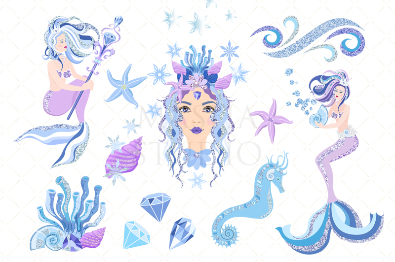 ice-queen-mermaids-clipart