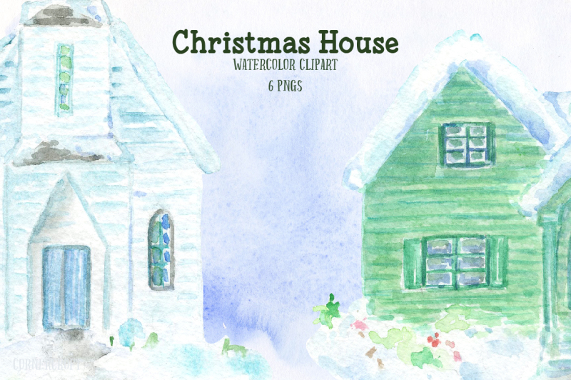 watercolor-christmas-house