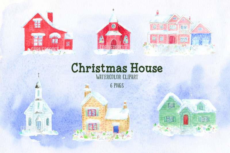 watercolor-christmas-house