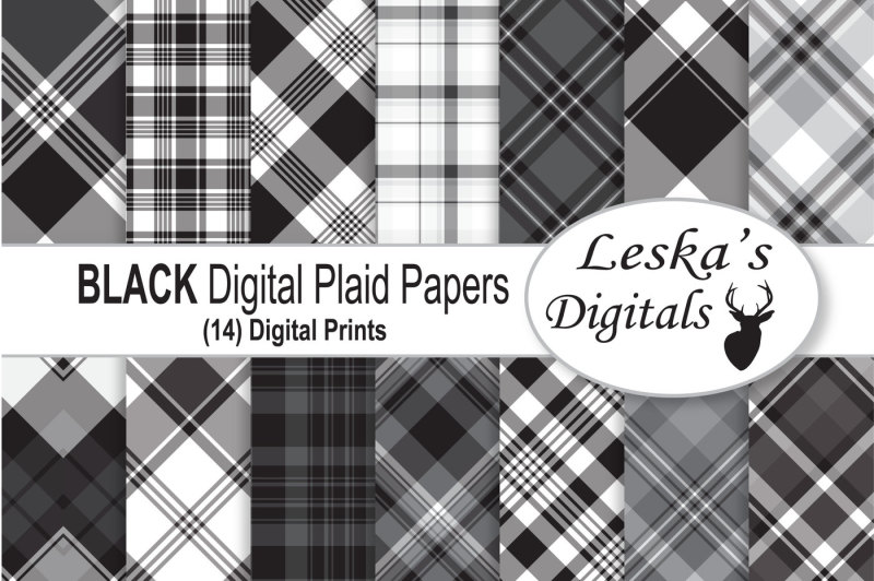 black-plaid-digital-paper
