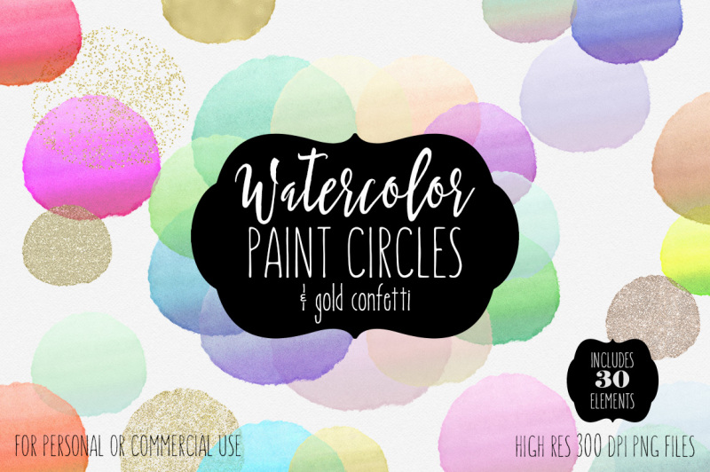 watercolor-paint-circles-with-gold-confetti