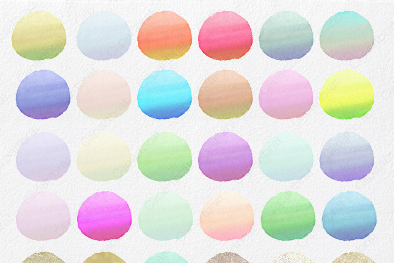 watercolor-paint-circles-with-gold-confetti