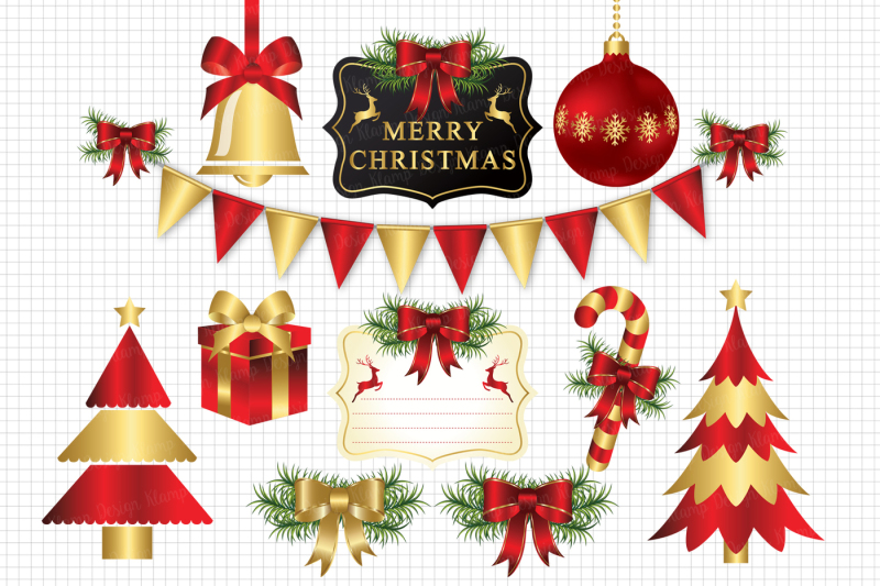 red-and-gold-merry-christmas-clipart-christmas-graphic-illustrations-scrapbooking