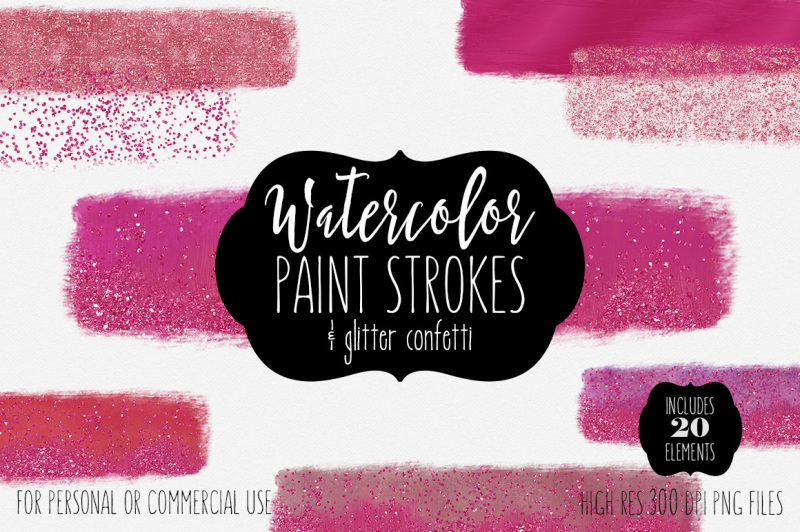 hot-pink-watercolor-brush-strokes-and-glitter-confetti