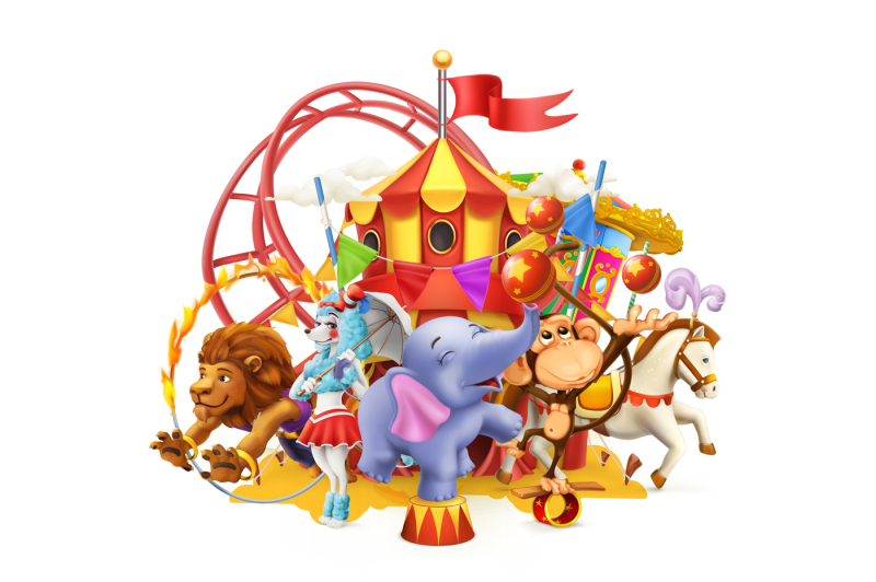 circus-funny-animals-vector-set