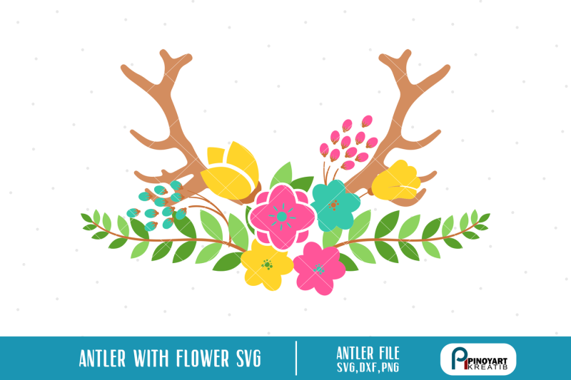 antler-svg-antler-dxf-antler-vector-antler-cut-file-flower-svg-flower-dxf-antler-svg-file-antler-with-flower-svg-svg-dxf-png-pdf