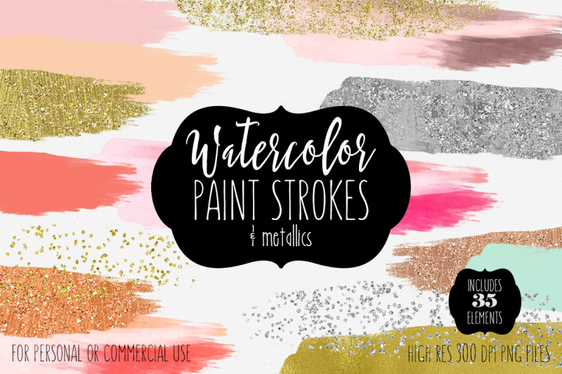 metallic-rose-gold-silver-and-watercolor-paint-strokes