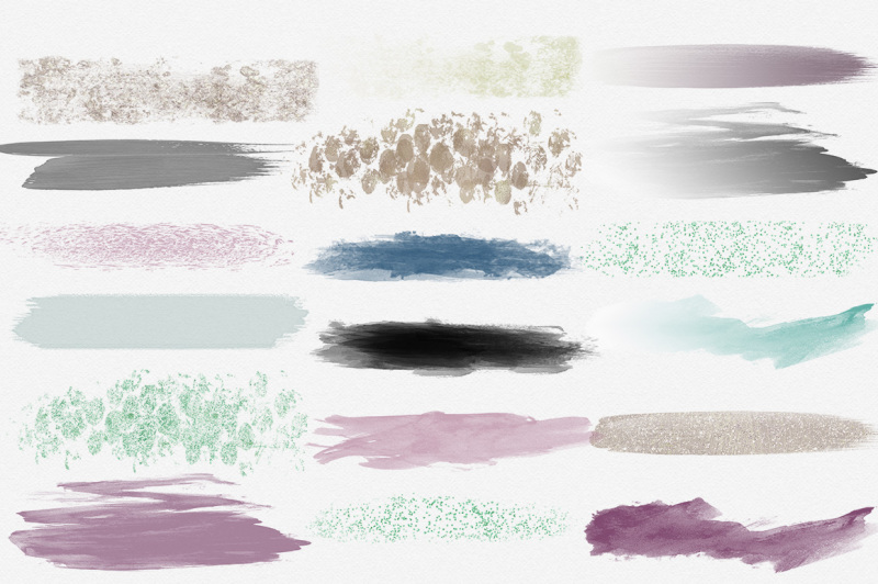 watercolor-paint-strokes-in-purple-mint-and-rose-gold