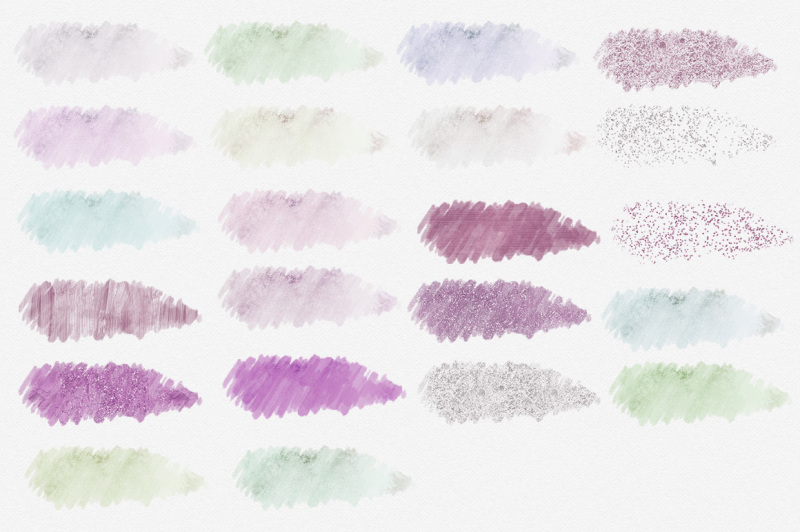 watercolor-paint-textures-shapes-brush-strokes-violet-purple-and-mint