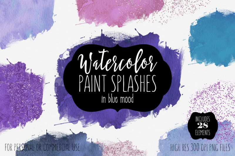 blue-mood-watercolor-paint-splatters-brush-strokes