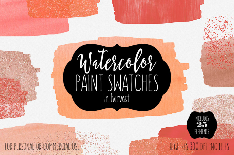 harvest-watercolor-paint-strokes-brush-swatches-peach-coral-rust