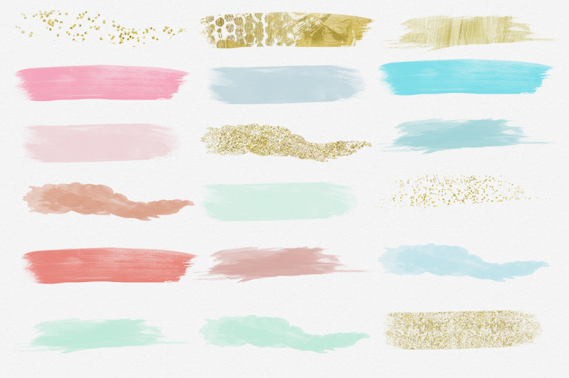 watercolor-brush-strokes-gold-metallic-confetti-peach-mint-blush-and-coral