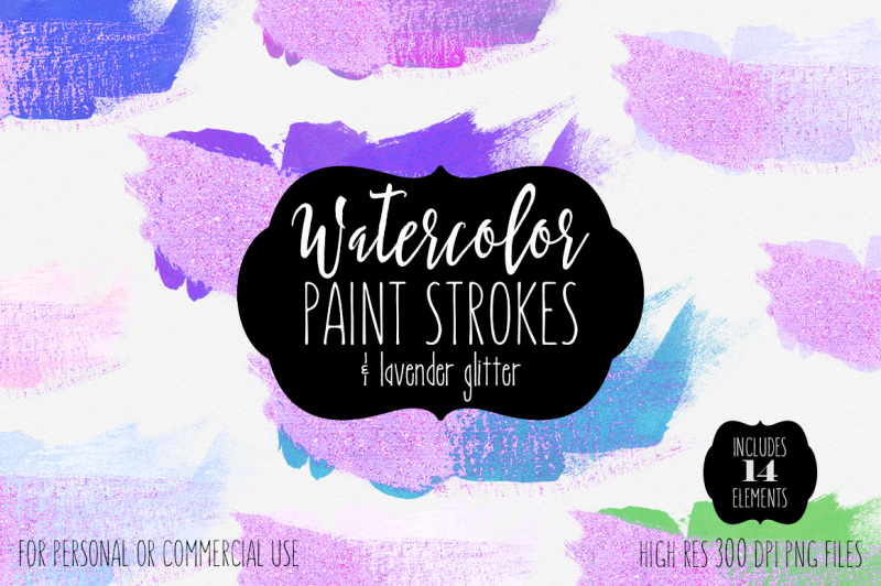 watercolor-and-lavender-purple-glitter-brush-strokes-paint-splashes