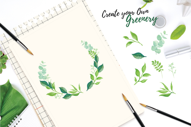 watercolor-greenery-collection