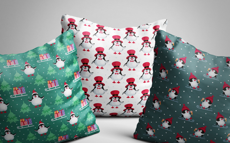 funny-penguins-christmas-seamless-patterns