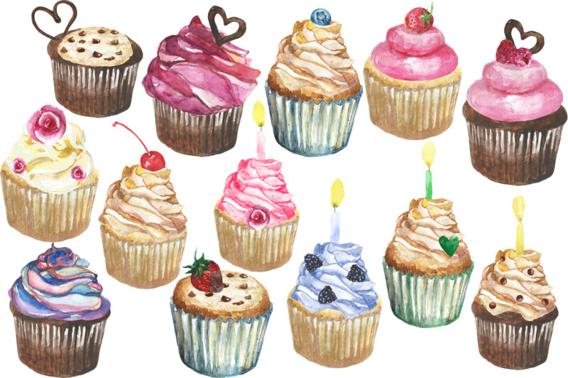 cupcakes-watercolor-set