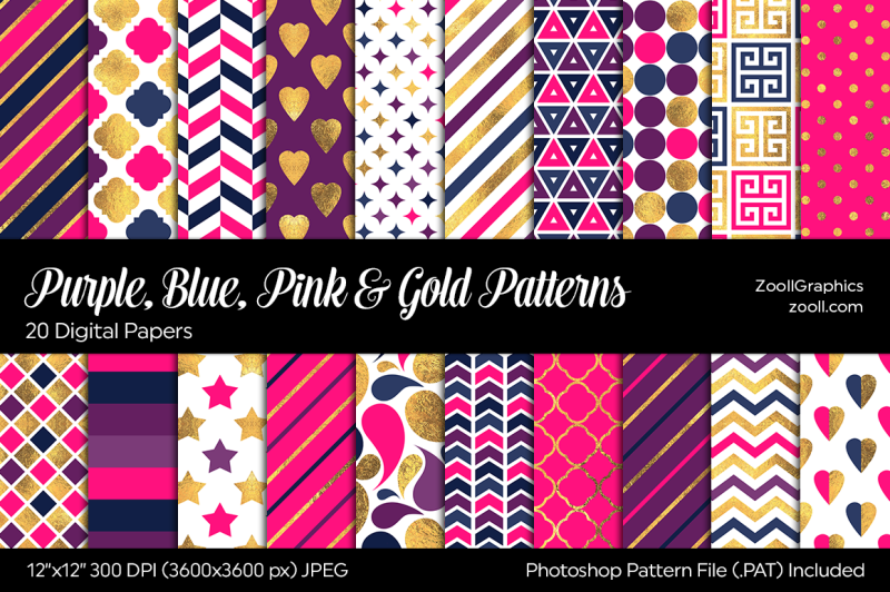 purple-blue-pink-and-gold-digital-papers