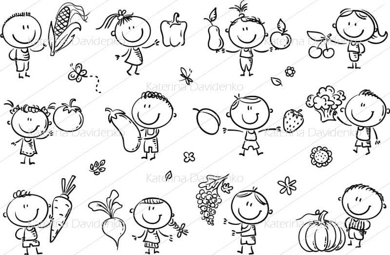 funny-sketchy-kids-with-fruits-and-vegetables