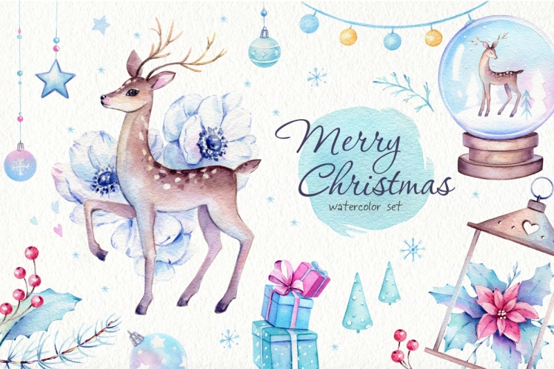 christmas-deer-watercolor-set