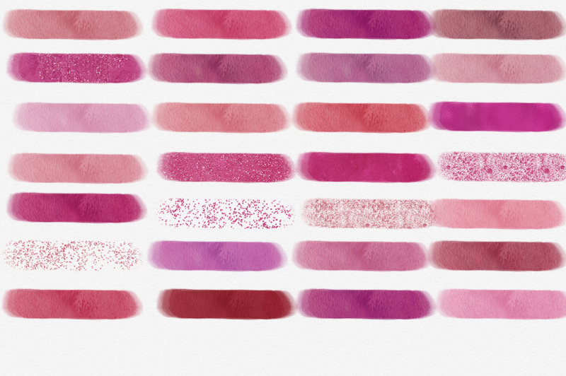 pink-romance-watercolor-paint-rectangles-in-lipstick-colors