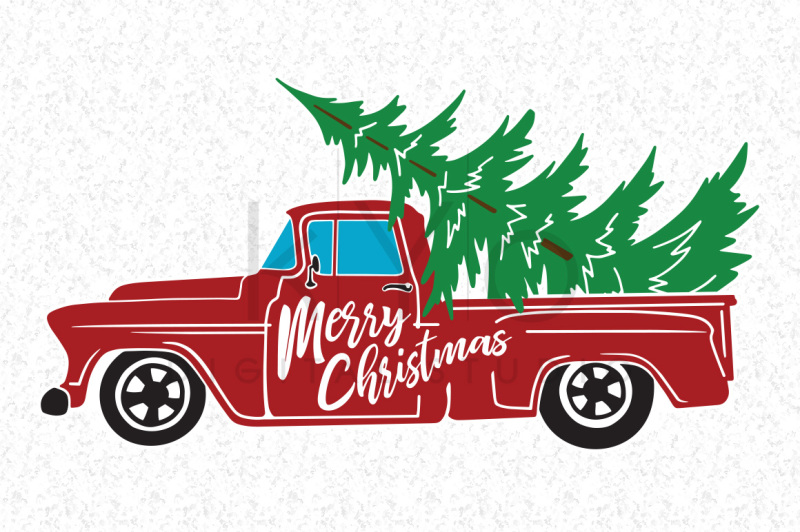 Download Christmas Red Truck SVG, Christmas Tree Truck SVG files By ...