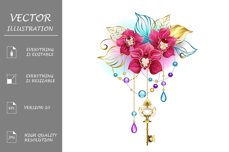pink-orchid-with-gold-key