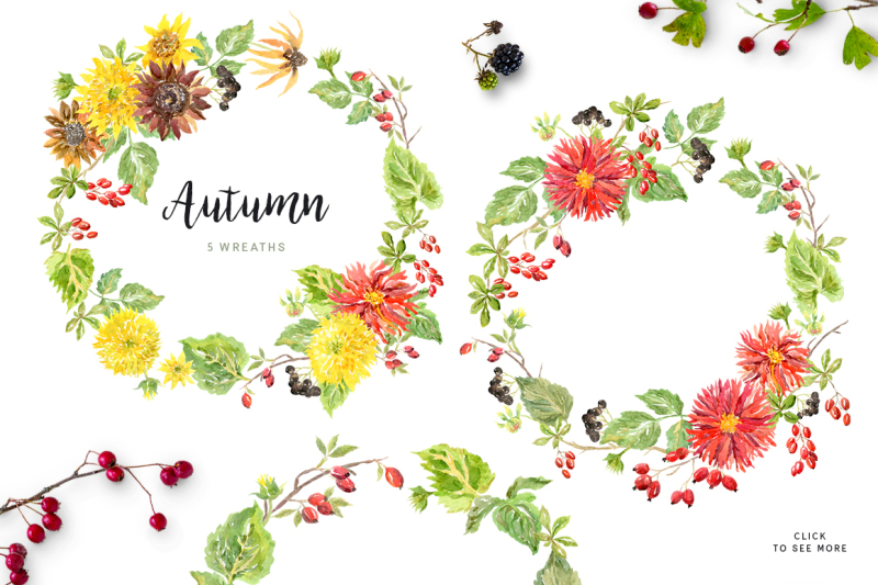 autumn-watercolor-floral-collection