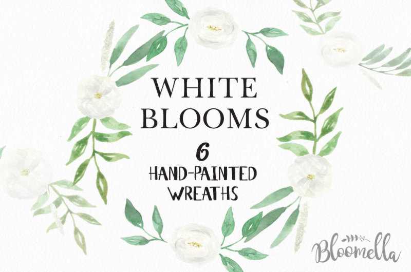 6-watercolour-wedding-white-floral-wreaths-clipart-instant-download-green-leaves-hand-painted-blooms-garlands-clip-art-pngs-digital-leaf