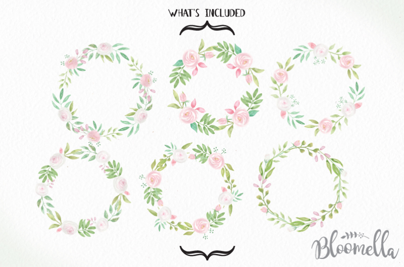 6-watercolour-union-wedding-white-floral-wreaths-clipart-instant-download-green-leaves-hand-painted-pink-garlands-clip-art-pngs-digital-leaf