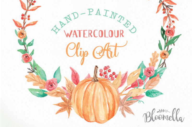 7-watercolour-pumpkin-fall-wreaths-clipart-autumn-harvest-festival-leaves-hand-painted-garlands-clip-art-instant-download-pngs-digital-leaf