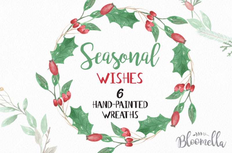 6-watercolour-seasons-wishes-wreaths-clipart-christmas-festive-winter-hand-painted-garlands-clip-art-instant-download-pngs-merry-holidays