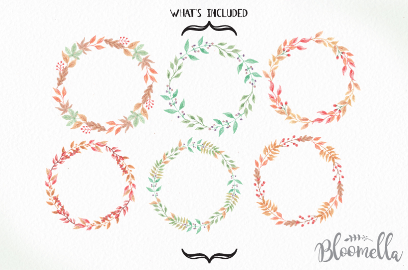 watercolour-autumn-fall-wreaths-clipart-harvest-festival-leaves-hand-painted-garlands-clip-art-instant-download-pngs-berries-digital-leaf