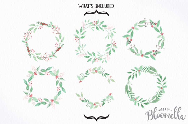 6-watercolour-merry-berry-wreaths-clipart-christmas-festive-winter-hand-painted-garlands-clip-art-instant-download-pngs-digital-holidays