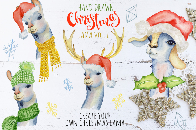 christmas-llama-watercolor-creator-vol-1
