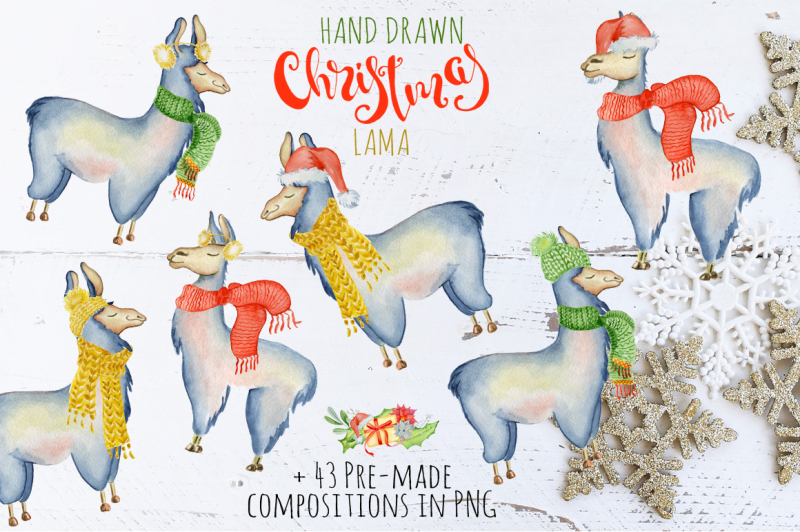 christmas-llama-watercolor-creator-vol-2