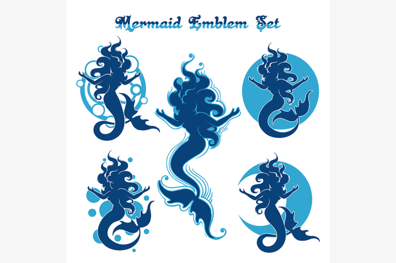 mermaid-emblem-set