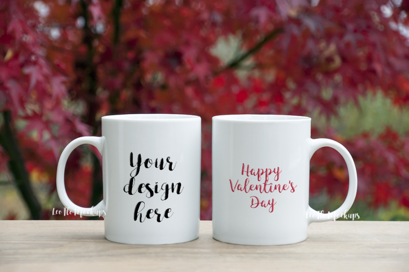 Download 2 White mug mock up valentine's day romantic background nature, coffee mug mockup PSD ...