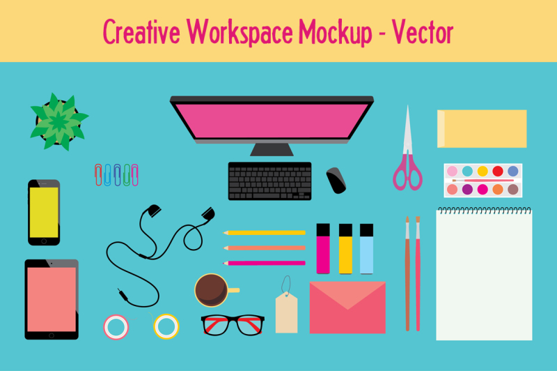 Free Workspace Mockup / Vector Icons (PSD Mockups)