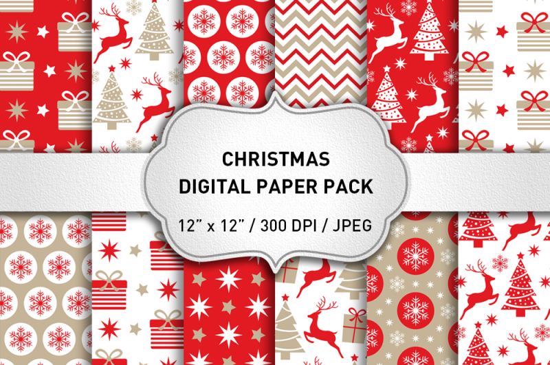 red-christmas-digital-paper-pack